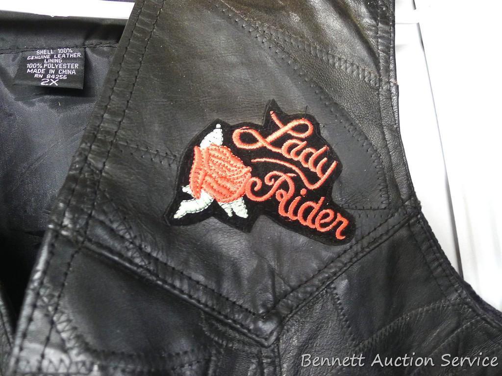 Genuine leather Diamond Plate women's bikers vest is size 2XL. Vest is in good condition with