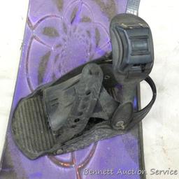 ESP snowboard is about 58" long, looks to be in good condition. Bindings are 10-1/4" from toe strap