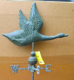 Delightful flying goose weather vane is an impressive 51" tall, goose is nearly 2-1/2' long. Entire