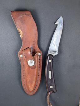 "Old Timer" Schrade U.S.A. sheath knife. Model NO. 158OT. Measures 7'' overall. Handle and blade are