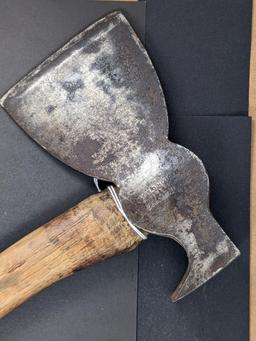 Winchester fencing or farmstead hatchet is 13-3/4" overall. Head is marked 'Winchester Trademark