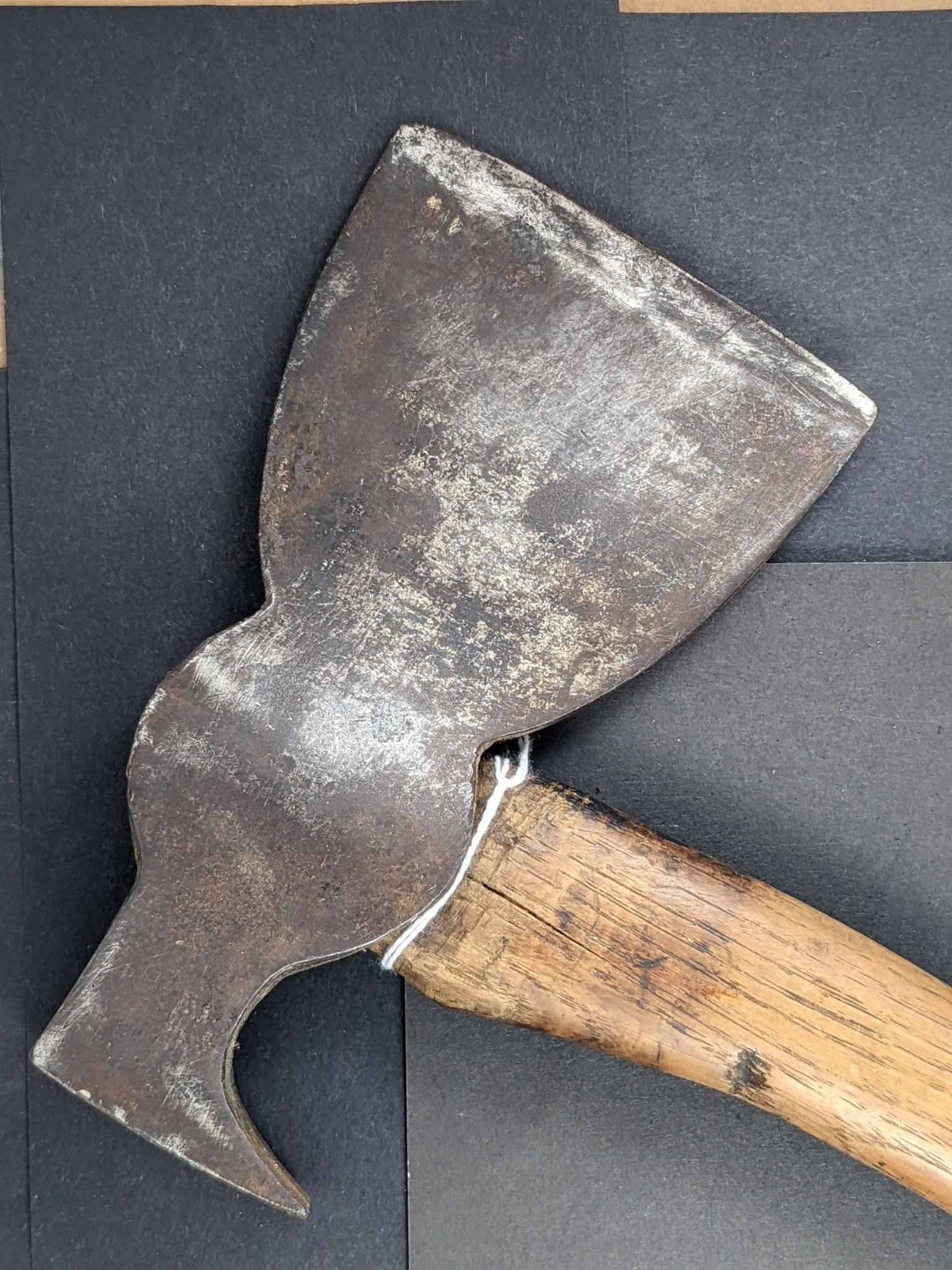 Winchester fencing or farmstead hatchet is 13-3/4" overall. Head is marked 'Winchester Trademark