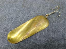 Vintage Silver Demon "Dazzler" fishing lure is nearly 5" over hooks. Made in Burningham Mich. USA.