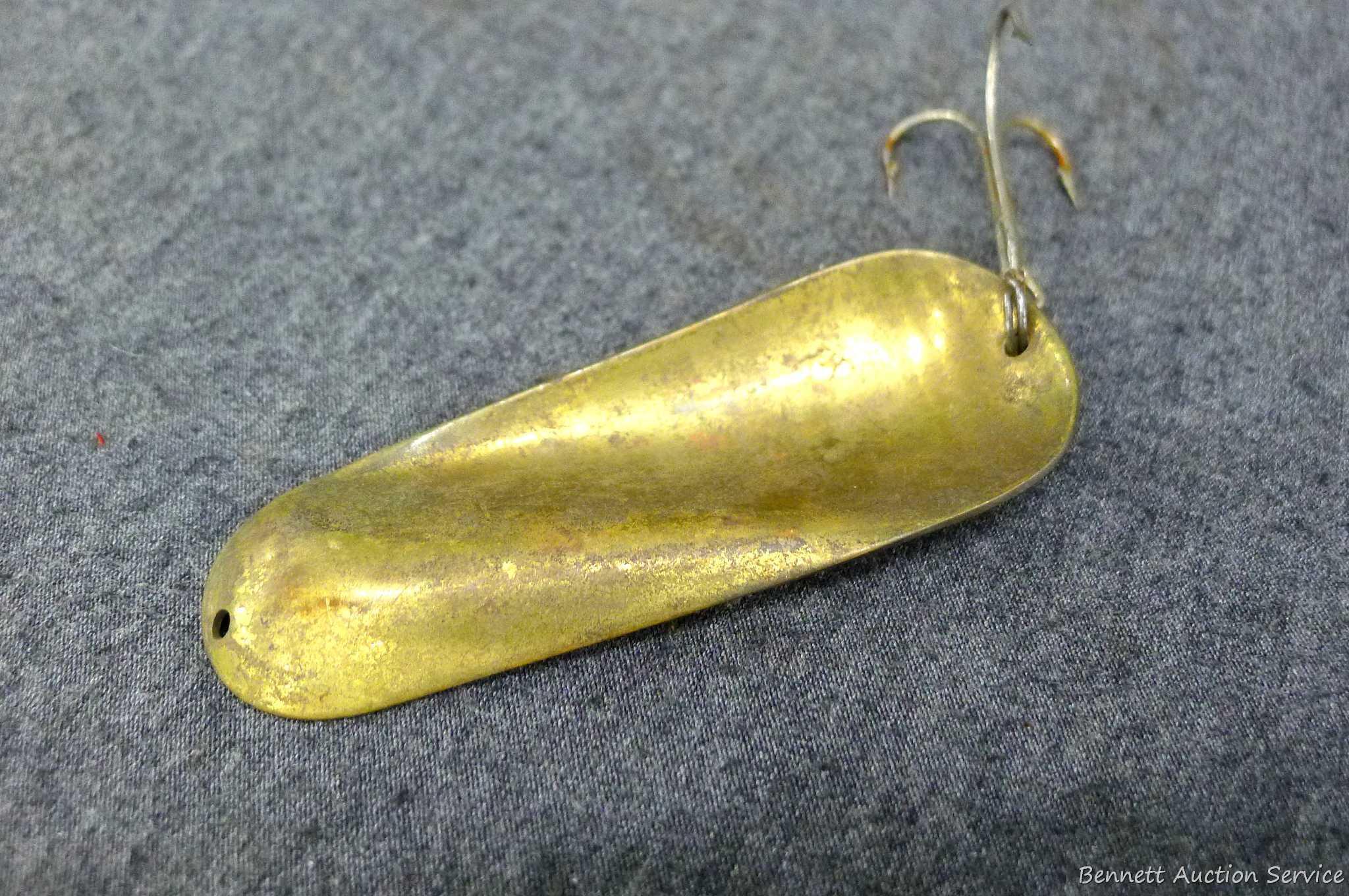 Vintage Silver Demon "Dazzler" fishing lure is nearly 5" over hooks. Made in Burningham Mich. USA.