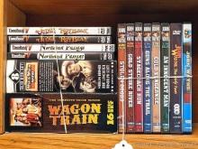 DVDs including Judge Roy Bean, Northwest Passage, Wagon Train, John Wayne Collection.