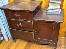 Located in basement, bring help to remove. Vintage washstand style dresser is 43" wide x 36" at