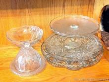 Seven pieces of glass serving dishes. Would be perfect for the church kitchen or the classy hostess.