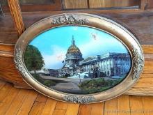Beautiful antique picture of our US Capitol Building in Washington DC was reverse painted on the