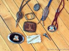 Polished stone bolo ties; 3-5/8" Veterans of Foreign Wars belt buckle with matching bolo; 2-1/8"