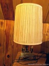 Located upstairs, bring help to remove. Old school table lamp measures 24" over lamp shade.