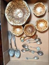 Located upstairs, bring help to remove. Souvenir and Civil War spoons up to 6-3/4". Plus a set of