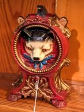 Located upstairs, bring help to remove. Heavy cast iron mechanical circus coin bank is about 8" tall
