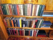 Located upstairs, bring help to remove. Three shelves of books as pictured, oldest copyright I saw