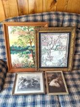 Located upstairs, bring help to remove. Framed painting by local artist Virginia Smetak measures 18"