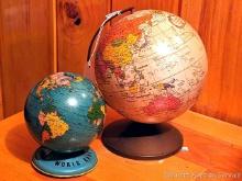 Located upstairs, bring help to remove. The Revere 6" globe coin bank; World Bank stands 5" tall and