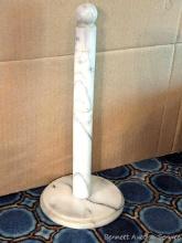 13" marble paper towel holder. A few tiny chips on the bottom of the top section (post screws