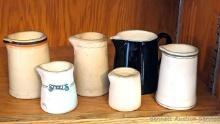 Hall and other restaurantware style and similar creamers up to about 4". Larger brown one and yellow