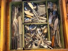 Assorted older and newer flatware and serving pieces, great for crafts or add some class to your