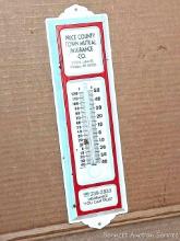 Located in basement, bring help to remove. Old Price Co. Town Mutual thermometer is about 13" long