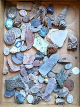 15" x 12" flat of cut rocks, slabs, etc for the crafter, jewelry maker or rock fiend in your life!