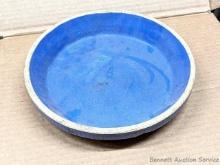 Located in basement, bring help to remove. Sweet blue glazed stoneware pie plate is about 9-3/4"