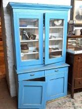 Located in basement, bring help to remove. Cheery vintage cabinet stands about 75" tall, 43" wide,