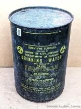 17-1/2 gallon drinking water barrel was issued by the Office of Civil Defense / Department of