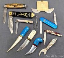 Folding and fixed blade pocket knives up to 3" long closed. Incl. 1/20 10k G.F. knife, and others.