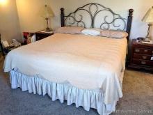 King size headboard and frame comes with beautiful Quilt/blanket, sheet set, 2 mattress covers.