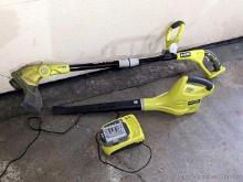 Ryobi yard tool kit incl. electric leaf blower model P2102, electric weed eater model P2002 that has