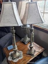 One large 33" table lamp, two smaller 30" table lamps are all very complimentary. Good condition,