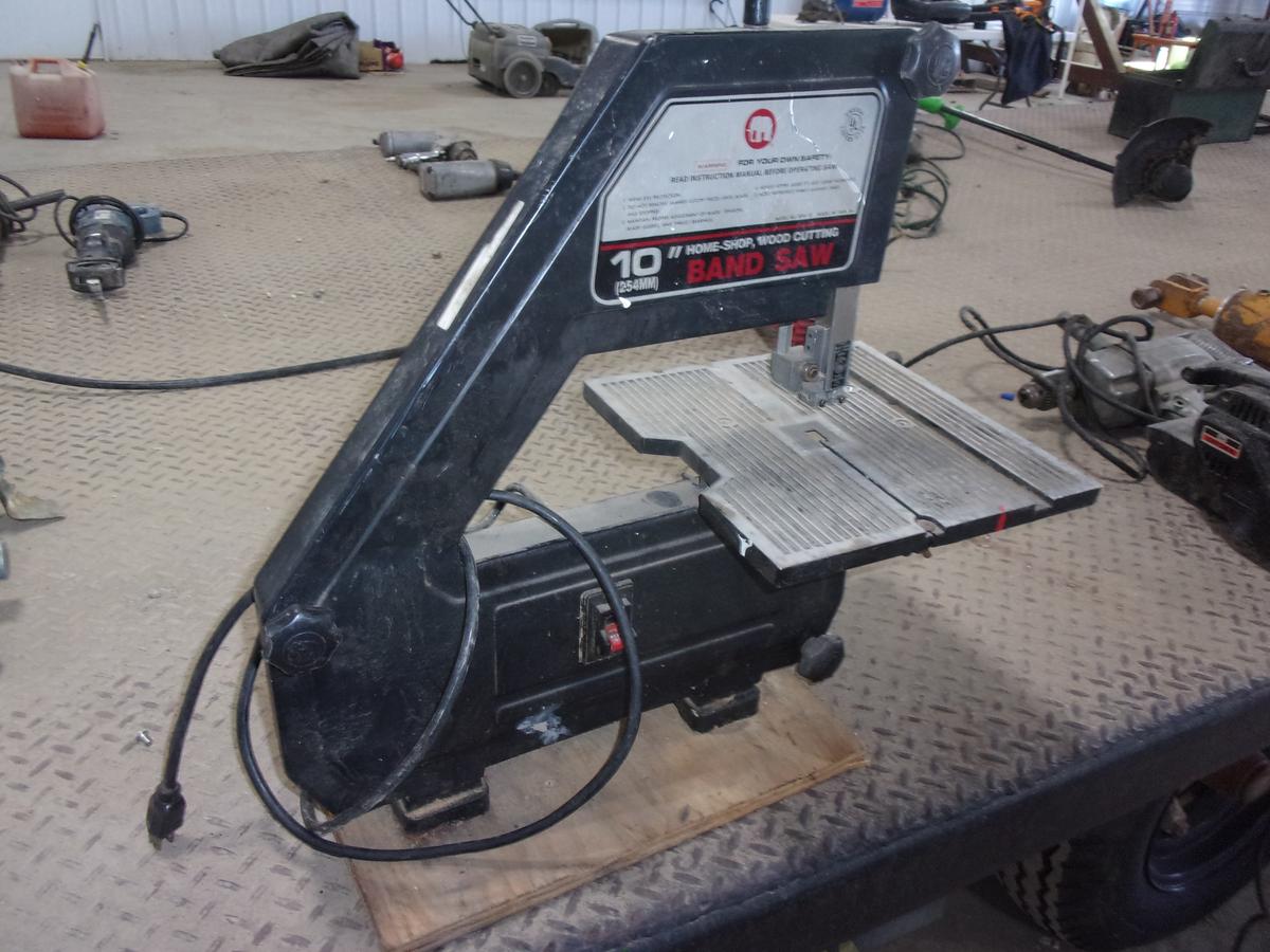 10" BAND SAW, no blade, runs; VISE