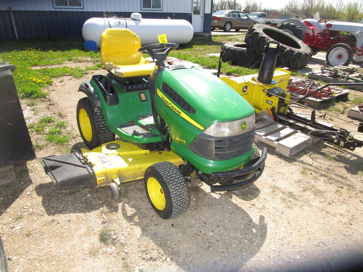 2008 JOHN DEERE LA175  RIDER w/ 54" DECK & 2014 # 44 SNOWBLOWER,  hydro, 1003 hrs. ,