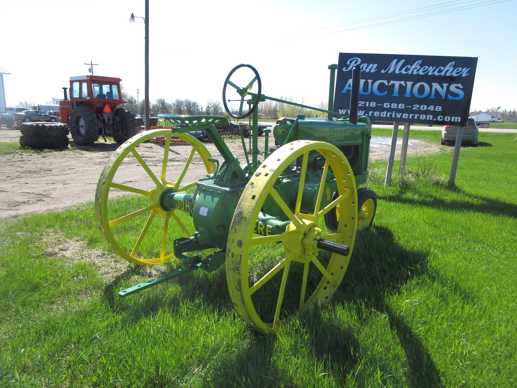 1937 JOHN DEERE B on steel (lug nuts in shop) PTO, older restoration, shedded, runs good