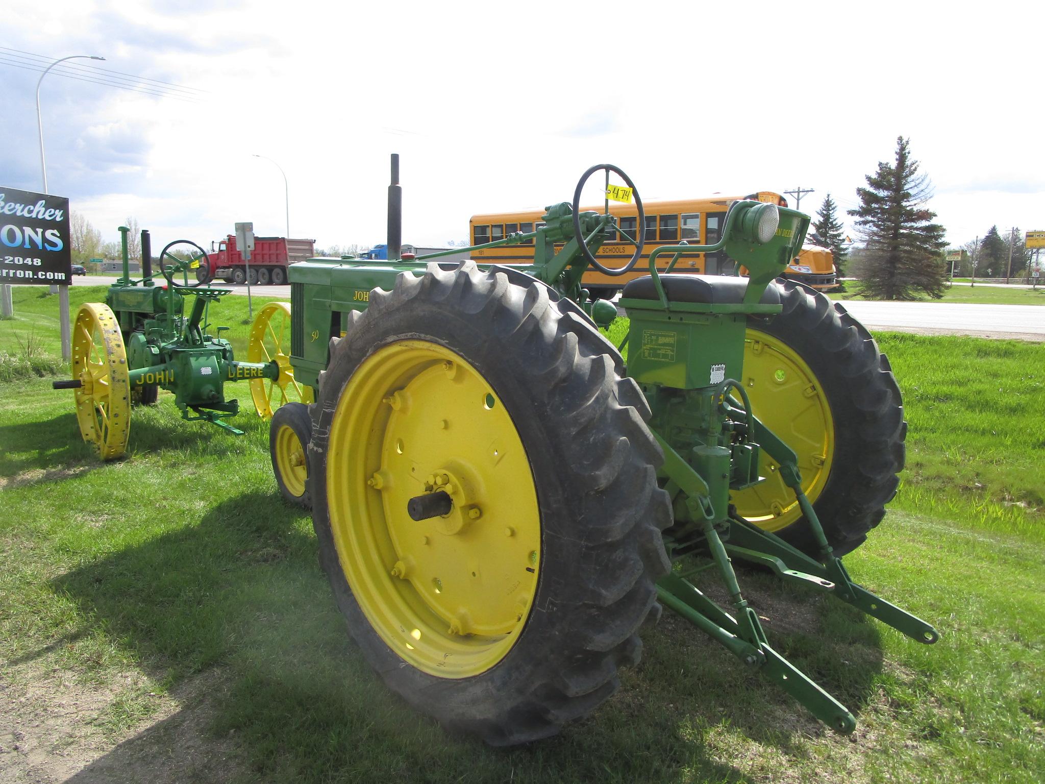 1955 JOHN DEERE 50 NARROW FRONT, 3 PT. P.S., hyd., good tires & paint,  ph. 689-1354 or 689-`1354