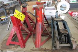 2 PAIR OF JACK STANDS & 2 TON FLOOR JACK