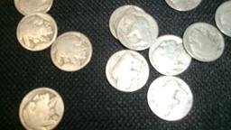 APPROX. 100 BUFFALO NICKEL COINS,   dates are worn