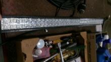 40" LED  LAMP,MISC. TOOLS:  EXT. CORD, DRILLS, WRENCHES, MISC. QTS.  OF OIL, NAILS, TIRE WRENCH +