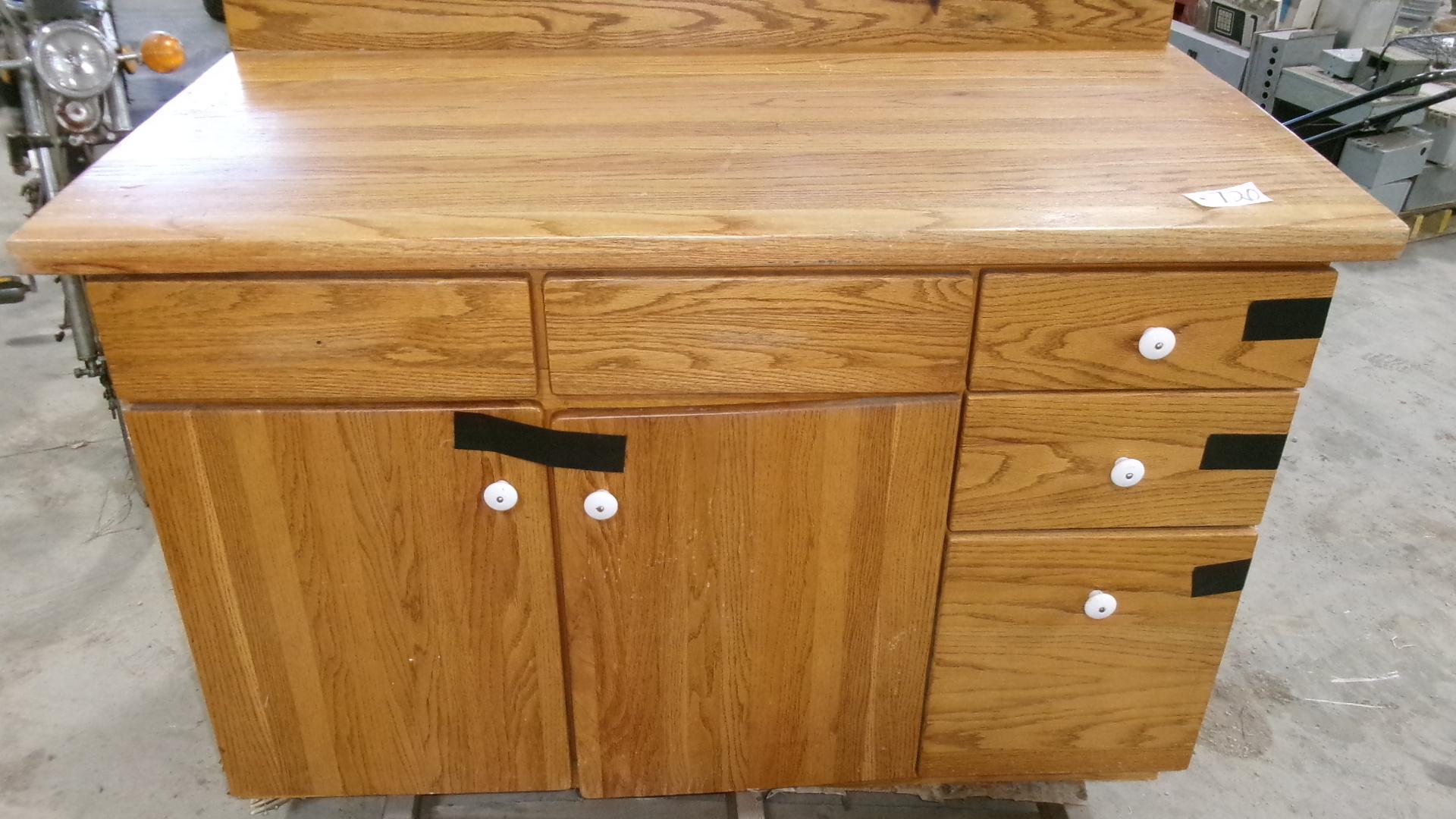 4- OAK CABINETS (48", 48", 48" & 55") w / counter top