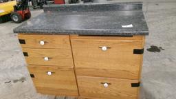 4- OAK CABINETS (48", 48", 48" & 55") w / counter top