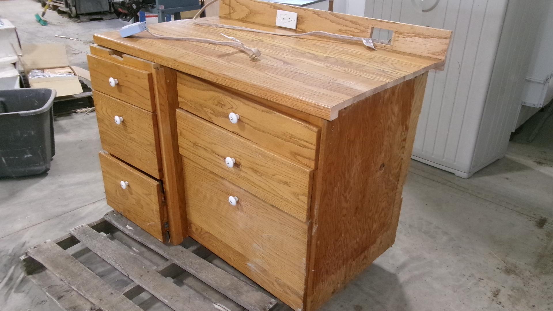 4- OAK CABINETS (48", 48", 48" & 55") w / counter top