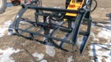 NEW SKID LOADER MOUNT  72" MANURE FORK w /  2 CYLINDER 4 FORK  GRAPPLE,  18"  fork spacing - taxable