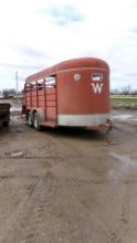 6' x 16' TANDEM AXLE WW BUMPER HITCH  STOCK TRAILER, new treated floor, 6  bolt rims, no title, +