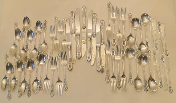 56 Pieces “Rose Point” Sterling Flatware By Wallace, 7 Piece Service For 8