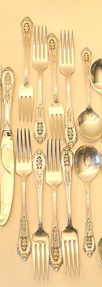 56 Pieces “Rose Point” Sterling Flatware By Wallace, 7 Piece Service For 8