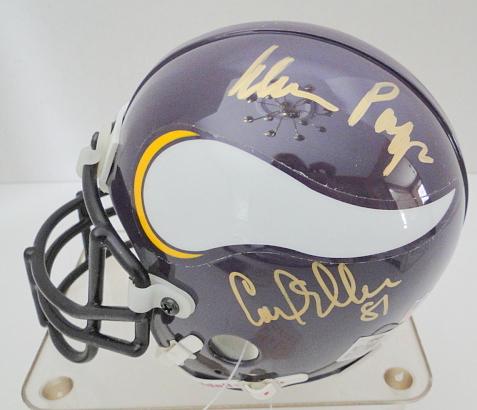 Purple People Eaters Signed Vikings Mini Helmet With Display Case & COA