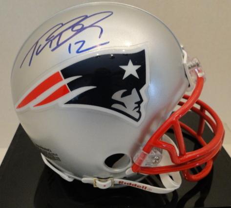 Tom Brady Signed Patriots Mini Helmet With Display Case, COA & Box