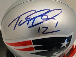 Tom Brady Signed Patriots Mini Helmet With Display Case, COA & Box