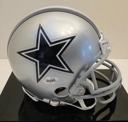 Emmitt Smith Signed Dallas Mini Helmet With Display Case, COA