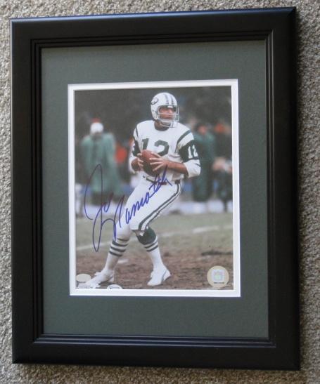 Joe Namath Signed 8” X 10” Pic, Framed With COA and Holograms